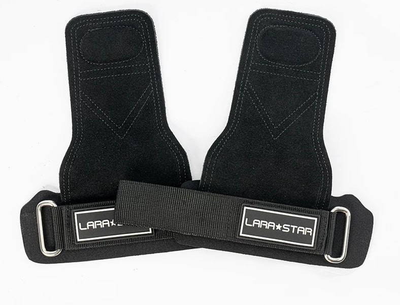 LS0776 Double Layer Leather Hand Grip Deadlift Straps with Padded