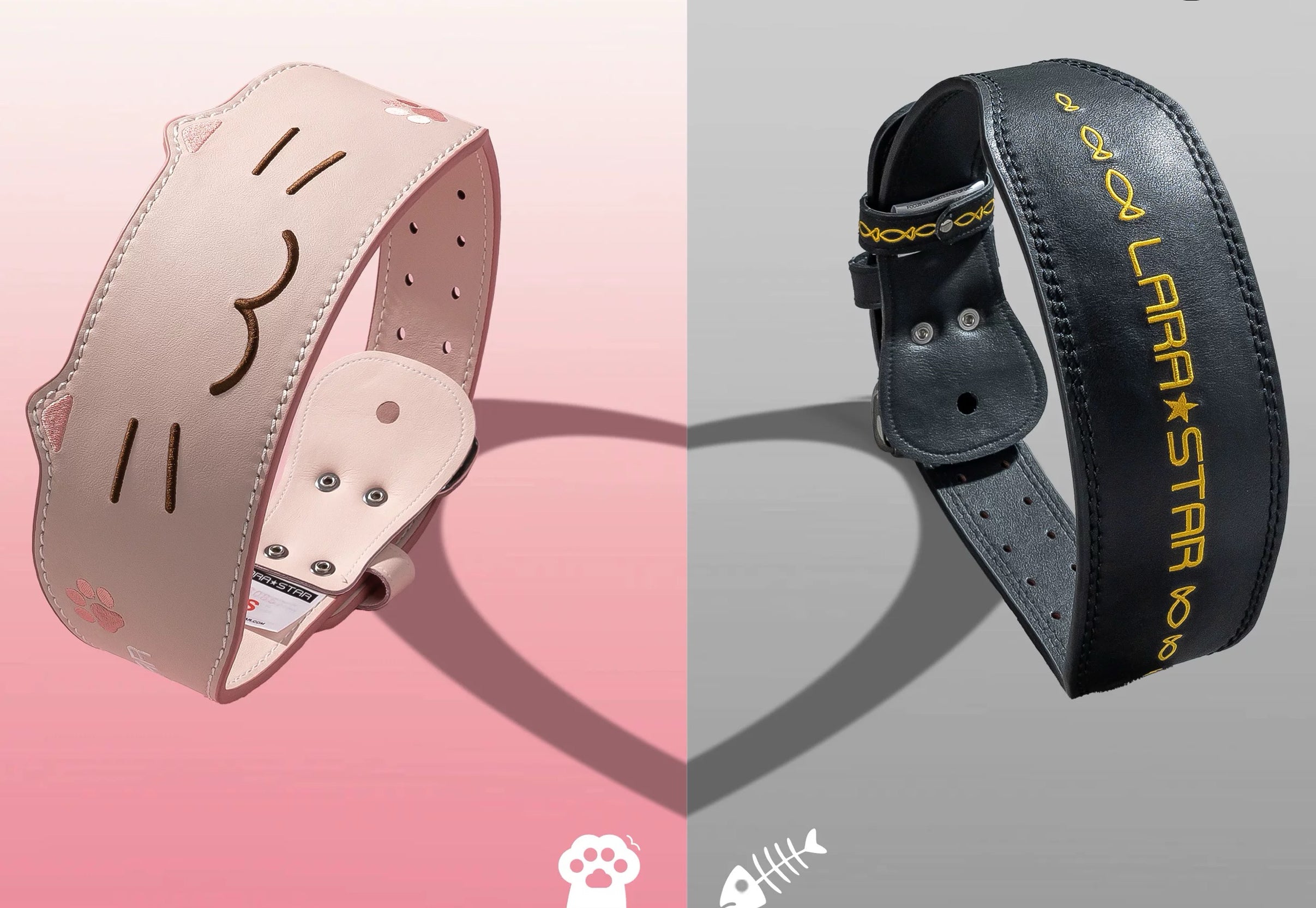 LS0857 Weightlifting belt cat and fish wrist wraps couple set