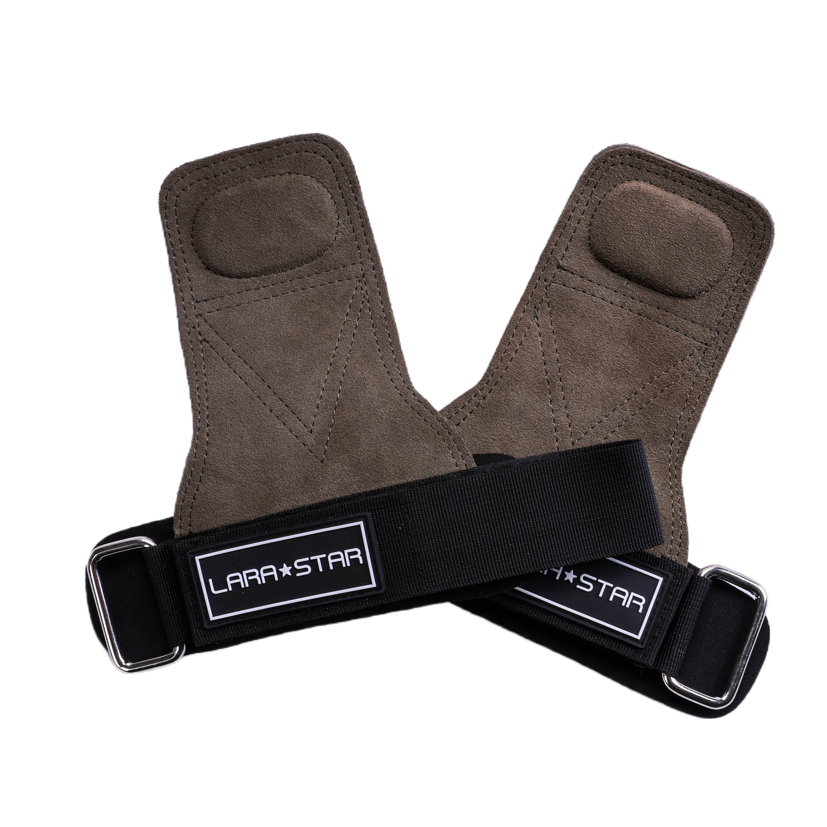 LS0776 Double Layer Leather Hand Grip Deadlift Straps with Padded