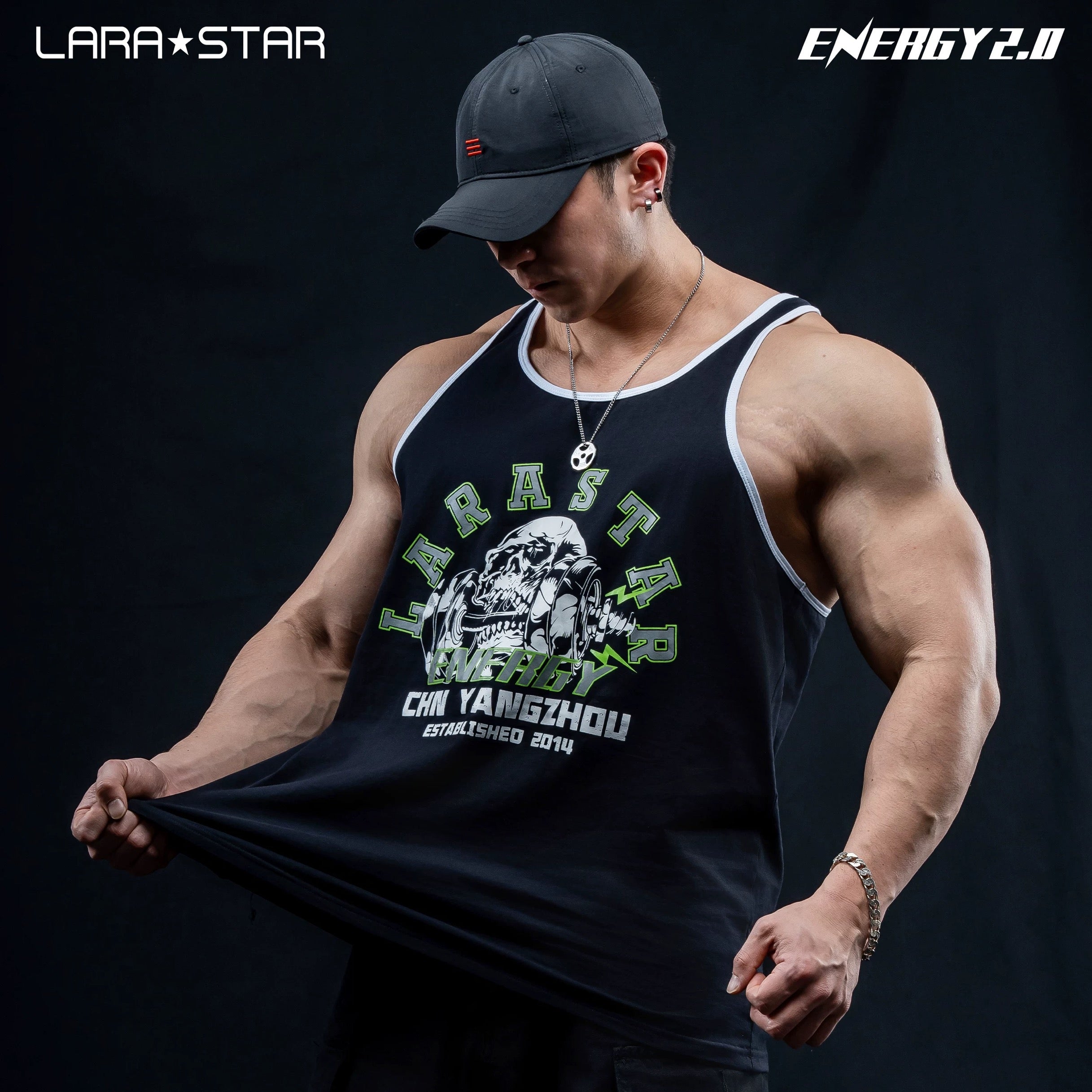 LS1536 Male singlet skull design tank top gym wear